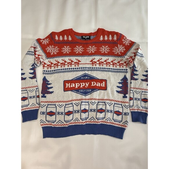 Happy Dad Hard Seltzer Full Send Ugly Christmas Knit Sweater Size XXL Cardigan a - Picture 1 of 5